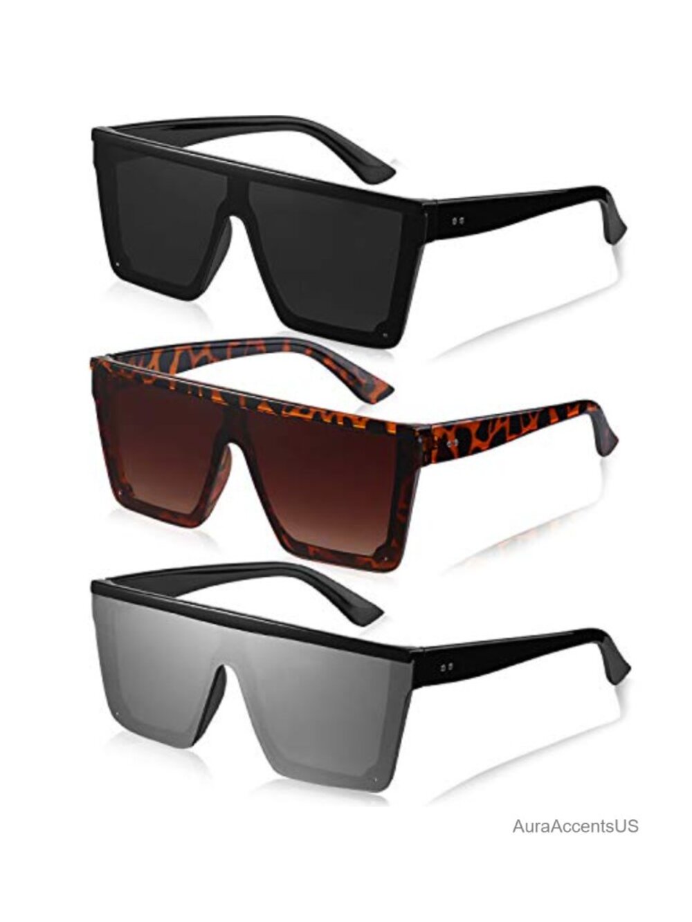 Oversized Square Shield Sunglasses Full Frame Mirrored Retro Unisex Adult